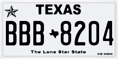 TX license plate BBB8204