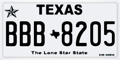 TX license plate BBB8205