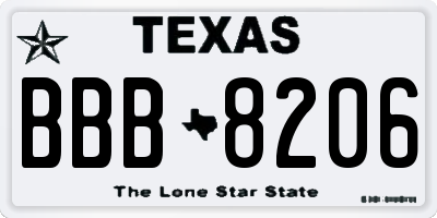 TX license plate BBB8206