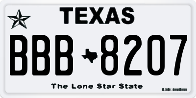 TX license plate BBB8207