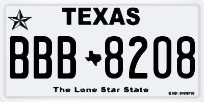 TX license plate BBB8208