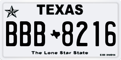 TX license plate BBB8216