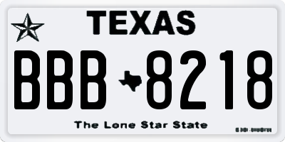 TX license plate BBB8218