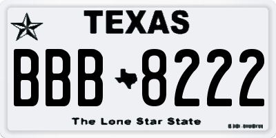 TX license plate BBB8222