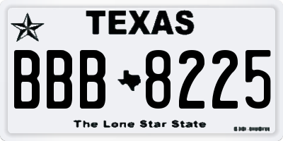 TX license plate BBB8225