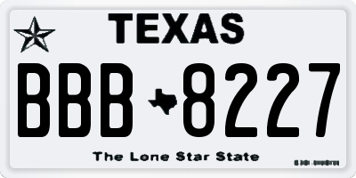TX license plate BBB8227