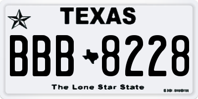 TX license plate BBB8228