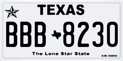 TX license plate BBB8230