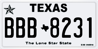 TX license plate BBB8231