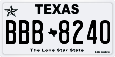 TX license plate BBB8240