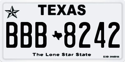 TX license plate BBB8242