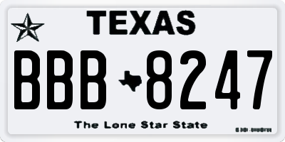 TX license plate BBB8247