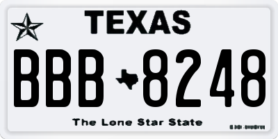 TX license plate BBB8248