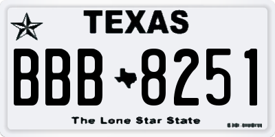 TX license plate BBB8251