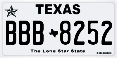 TX license plate BBB8252