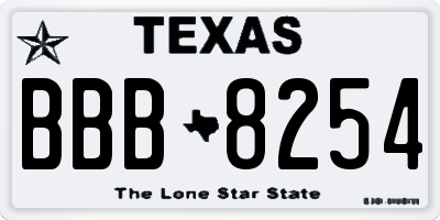 TX license plate BBB8254