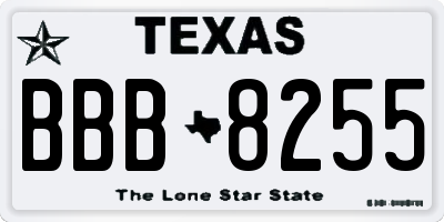 TX license plate BBB8255