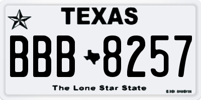 TX license plate BBB8257