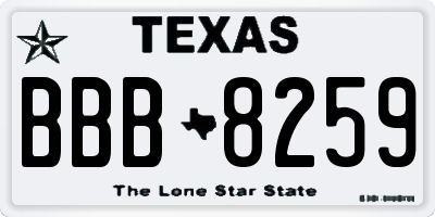 TX license plate BBB8259