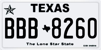 TX license plate BBB8260