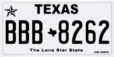 TX license plate BBB8262