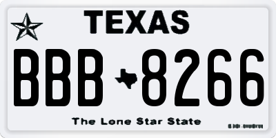 TX license plate BBB8266