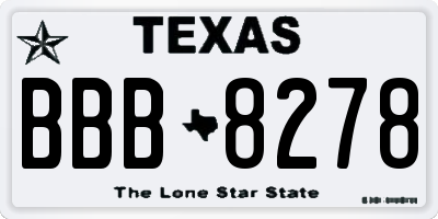 TX license plate BBB8278