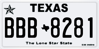 TX license plate BBB8281