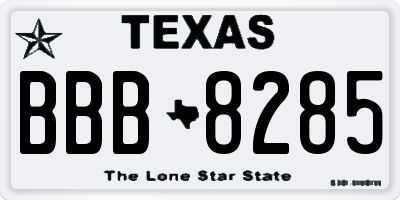 TX license plate BBB8285