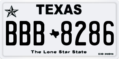 TX license plate BBB8286