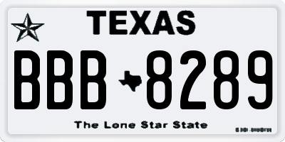 TX license plate BBB8289