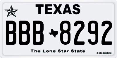 TX license plate BBB8292