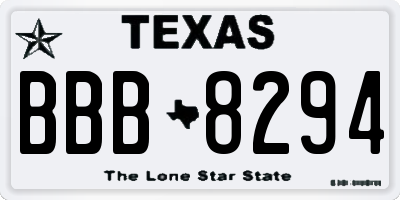 TX license plate BBB8294