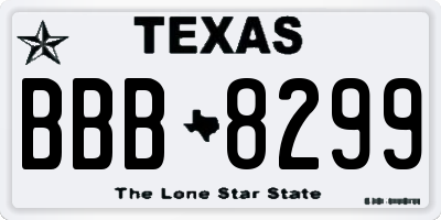 TX license plate BBB8299