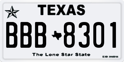 TX license plate BBB8301