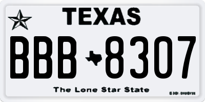 TX license plate BBB8307