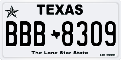 TX license plate BBB8309