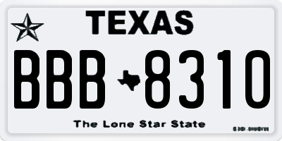 TX license plate BBB8310