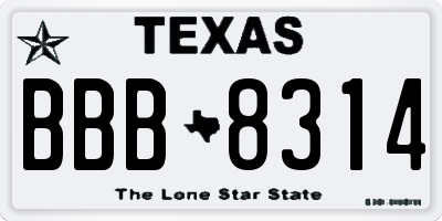 TX license plate BBB8314
