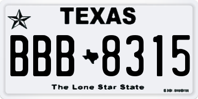 TX license plate BBB8315