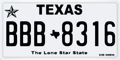 TX license plate BBB8316