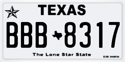 TX license plate BBB8317