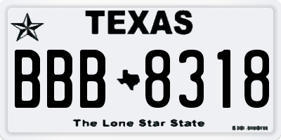 TX license plate BBB8318