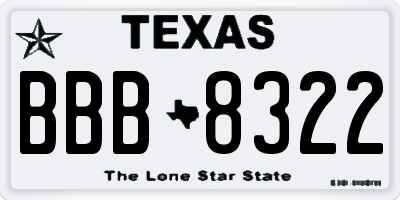 TX license plate BBB8322