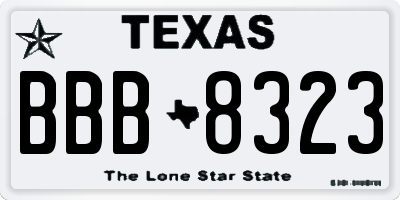 TX license plate BBB8323