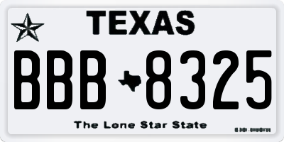 TX license plate BBB8325