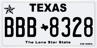 TX license plate BBB8328