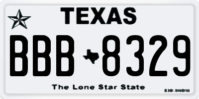 TX license plate BBB8329