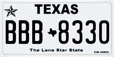 TX license plate BBB8330