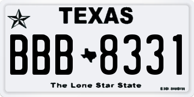 TX license plate BBB8331